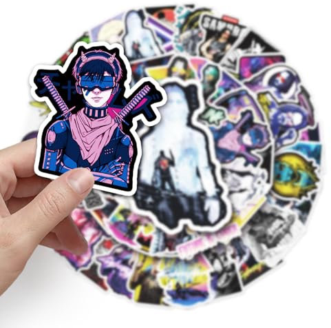 Cyber Punk Aufkleber 50Pcs Graffiti Abziehbild Spiel Figur Notizbuch DIY Aufkleber Abziehbild für Tablets Becher Skateboard Fahrrad Helm Wasserdicht Dekorative Aufkleber