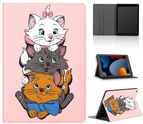 Yimctoie Funda Tablet para iPad 9/8/7 10,2 Modell 2021/2020/2019, 9,/8,/7, Generation,Suave TPU Cartoon Anime Lindo Gato Rosa Arco Patrón Diseño Cárcasa,PU Cuero Flip Protectora Cover,Pattern