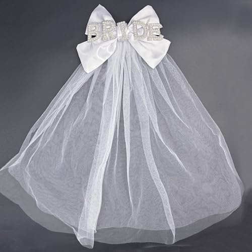 Schleier für Junggesellinnenabschied, weißer Schleier mit Schleier für Junggesellinnenabschied, Brautparty, Hochzeit, Verlobung, Junggesellinnenabschied, Zubehör