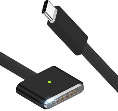 Cable USB C a Mag-Safe 3(2M) 140W PD carga rápida tipo C a Mag Safe 3 cable de carga compatible con MacBook Pro M1 2021/M2 2023(14”/16”),MacBook Air M2(13''/15”)M3 Pro/Max (14”/16”) (1 paquete/Negro)