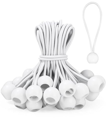 Lot de 50 tendeurs élastiques avec Boule, Tendeur Elastique, Tendeur Bache, 15 cm Tendeur Elastique Boule, Durable Cordons Élastiques, pour Bannières, Bâches, Camping, Tentes