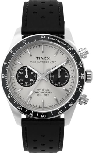 Timex Herren Chronograph Quarz Armbanduhr mit einem Lederband Waterbury Heritage