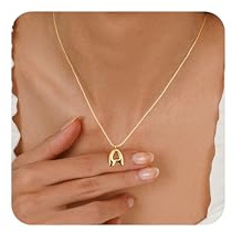 Dochais Gold Kette mit Buchstaben für Frauen Mädchen - 14 Karat Gold Vergoldete Gedrehte