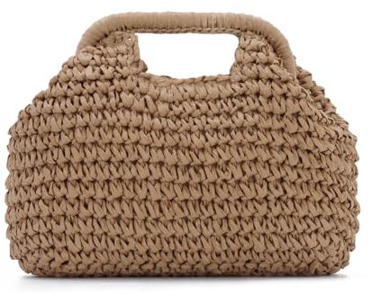 SUKUTU Bolso de Verano de paja Raphia Tejido de mimbre y ratán Bolsa de Playa