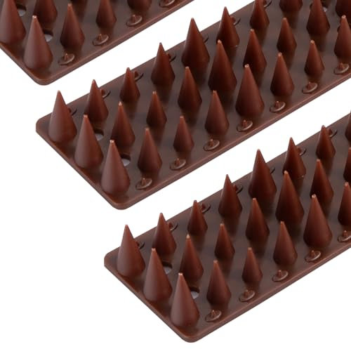 OFFO Bird Spikes,Pigeon Spikes for Pigeon Deterrent to Keep Bird or Cat Animals Away, Fence Wall Spikes of Bird Deterrent Covers 3m,Height 1.7cm,Brown