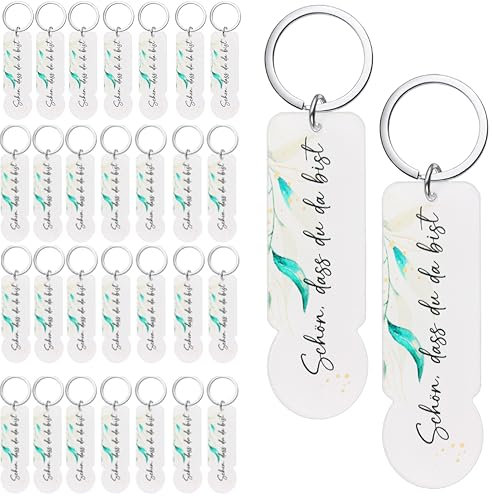 Hestya 30 Stück Acryl Einkaufswagenchip Schlüsselanhänger „Schön, dass du da bist“ - Ideal Als Gastgeschenk für Hochzeiten, Abschluss, Taufen, Geburtstage Feiern