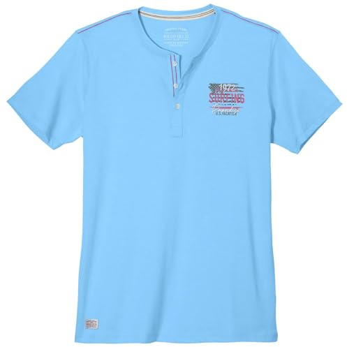 Redfield T-Shirt mit Knopfleiste in Herren-Übergrößen, hellblau, Größe:7XL