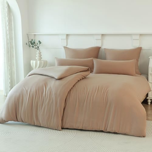 Soifox Winter Thermo Fleece Bettwäsche 155x220 Sandy Beige, Flauschige und Warme Cashmere Touch Bettbezug + Kissenbezug 80x80 cm mit Reißverschluss