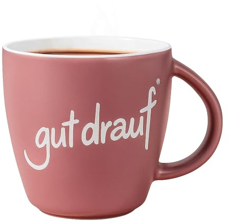 gut drauf Wohlfühl-Tasse 320ml – Stapelbare Keramiktasse mit Geschenkverpackung – Motivierende Spruchtasse, Mikrowellen- & Spülmaschinengeeignet, Kratzfest, Deutsche Marke