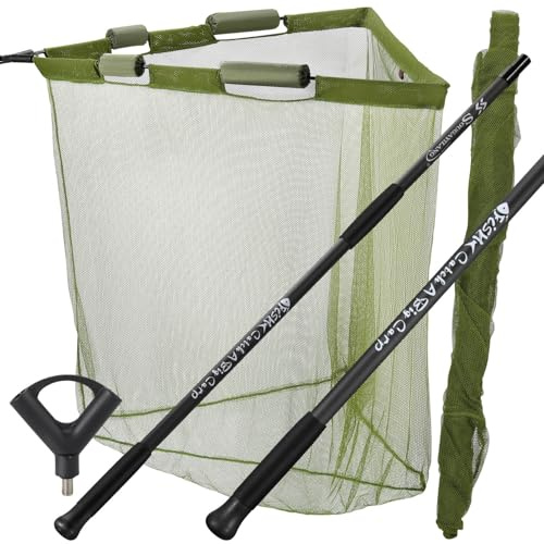 Sougayilang 106cm（40inch Karpfenangelnetz - Angelnetz - 2m Kohlenstofffaser Teleskopgriff, Robustes Schwimmdesign für große Karpfen - mit Tragetasche