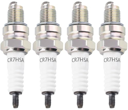 4 Stück CR7HSA Zündkerzen Set – Ersatz für A7RC A7TC CR7HSA 4549 – passend für GY6 Motor 50cc 70cc 90cc 100cc 110cc 125cc 150cc Roller, Motorrad, ATV, Quad, Moped, Scooter, Go Kart, Buggy, Dirt Bike