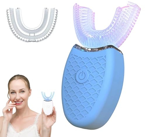 Ultraschall-Zahnbürste Kombiniert Led-Bleaching, 360 °Self Brushing Toothbrush, Automatische Zahnbürste, Die Deine Zähne In 45 Sekunden (Blau)