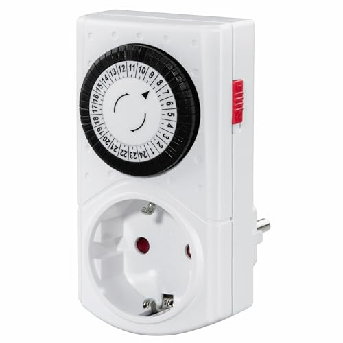 Hama Mechanischer Mini-Timer. (analoge Zeitschaltuhr, Intervalle 30 min, 2 Betriebsmodi, energiesparend, einsteckbarer Tagesprogrammierer), Weiß