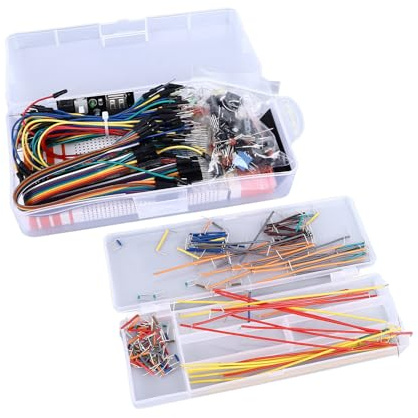 Steckbrett Set 830 Kontakte, Breadboard Kit mit Stromversorgungsmodul Jumper Kabel Widerstände LEDs, Elektronik Starter Set für Anfänger DIY Projekte