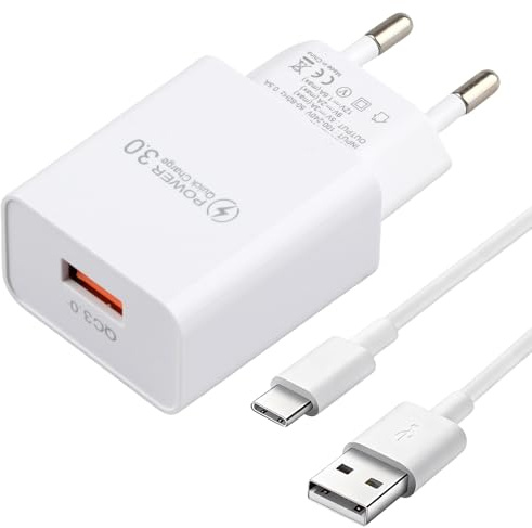 18W Super Pack Cargador con Cable Micro USB 3A 1.5M para Huawei P50 P40 Pro P30 P20 Mate 40 30 20 10 Honor V30 Pro V10 Nova 5T/9/10/8i QC 3.0 Enchufe Rapida Cargador para Samsung S10e/S10/S10+/S9+/S9