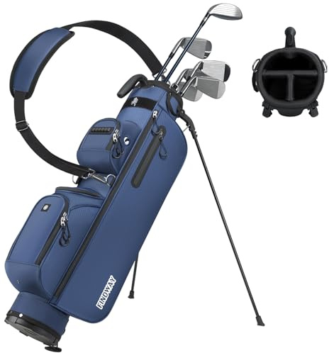 Findway Kleines Golfbag, Leichtes & Tragbares Golf Pencil Bag mit Standfuß, 3-Fach-Unterteilung, Verstellbarer Gepolsterter Trageriemen, 5 Taschen und Tragegriff, für Herren und Damen