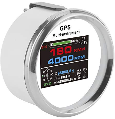 MasYosh 10-in-1 Multifunktionsmessgerät mit GPS für Boote und Yachten | TFT-Farbdisplay mit Flachglas, GPS-Tacho zeigt mph kmh Knoten, Drehzahl und Geschwindigkeit gleichzeitig