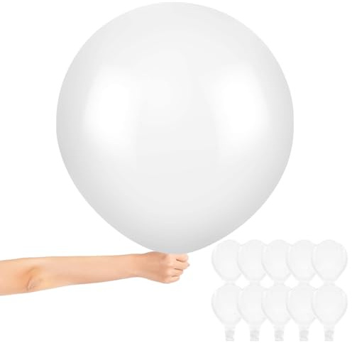 Alaoo Luftballons Weiß, 10 Stück 36 Zoll Weiße Latex Ballons | Luftballons Retro für Mädchen Frau Geburtstag Boho Hochzeit Jugendweihe Verlobung Festival Babyparty