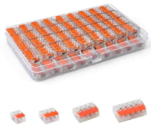 80 Pezzi Set di Morsetti Elettrici, a Leva e Trasparenti in Materiale PC, per collegamenti 2/3/4/5 poli e per tutti i tipi di cavi, per riparazioni elettriche, elettrodomestici