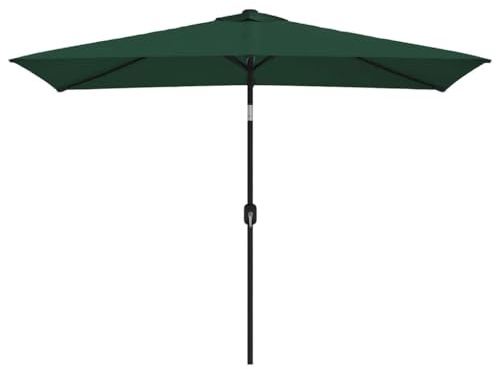 Parasol rectangulaire Vert 200 x 300 cm en Polyester Anti-UV avec Cadre en Acier Robuste, 6 Baleines, Pliable pour terrasse Jardin extérieur, Protection Solaire et ombrage Optimal