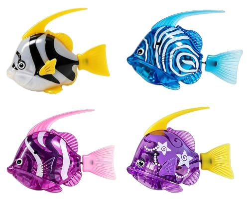 XPJBKC 4 Stück Elektronischer Haustier Fisch, Schwimmende Fische Spielzeug, Elektrische Fische Katze Spielzeug mit Leuchtende, Wiederverwendbare Roboter Fisch für Katzen Pool Haustiere Kinder