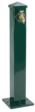 Relaxdays water dispenser, square, antique design, with tap, green | 3/4-inch connection, garden standing fountain, 91 cm