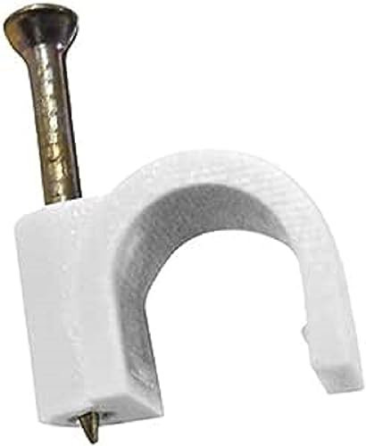 Zenitech - Ganchos de Fijación Ø5mm - Lote de 100 - para Cables, Mangueras y Cables Planos - Fijación Rápida con Clavo Especial para Hormigón - Plástico de Alta Calidad - Certificado CE - Blanco