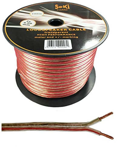 Câble enceinte 100m - 2x4mm² - 100% CCA Cuivre ; Audiocâble - transparent