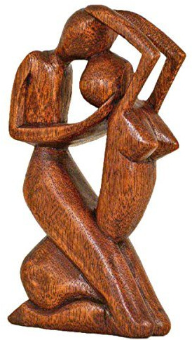 Simandra Holz Figur Skulptur Abstrakt Holzfigur Statue Afrika Asia Handarbeit Deko Leidenschaft Größe 30 cm