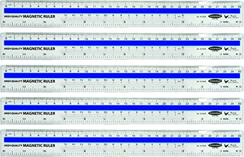 Yosogo 30 cm großes transparentes Lineal aus magnetischem Kunststoff - 5er-Pack