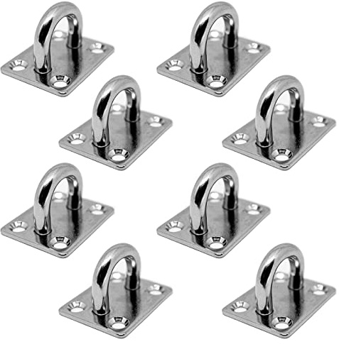PRIOstahl Augplatten Zurröse Deckenöse Decksplatte Platte Mastplatte - 35 x 40 mm x 8 Stück Wandöse Decksplatte Schwerlast Ankerplatte Mastplatte Öse Sonnensegel Boxsack Seilzug aus Edelstahl V2A