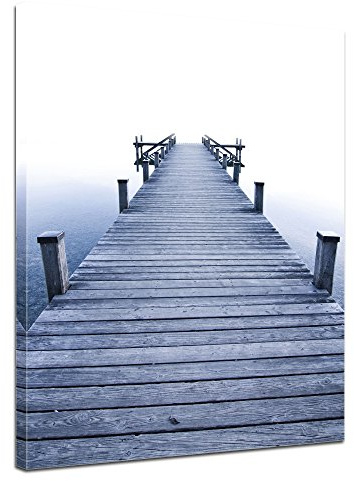 Bilderdepot24 Keilrahmenbild - Steg II - Bild auf Leinwand 90 x 120 cm - Leinwandbilder Bilder als Leinwanddruck Landschaften Natur Steg an einem einsamen See