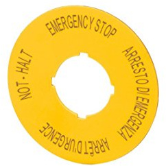 Eaton 121372 Schild, NOT-HALT, D = 60 mm, gelb, DE, EN, FR, IT