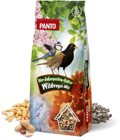 PANTO Vier-Jahreszeiten-Futter 25 kg – Wildvogelfutter, Streufutter | Vogelfutter mit Sonnenblumenkernen, Erdnüssen & Getreideflocken – energiereich für Futterhäuschen & Futterplatz