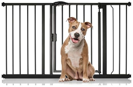 Bettacare Auto Close Pet Gate, 125.4cm - 132.4cm, Matt Black, Pressure Fit Stair Gate for Dog & Puppy, Safety Barrier for Doors Hallways and Spaces, Easy Installation | Pressure fit, no drilling, one-handed opening, double locking, auto-close, easy install.