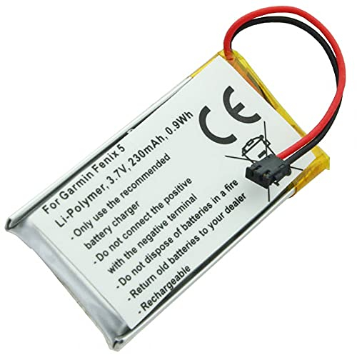 Akku kompatibel mit Garmin Fenix 5, Li-Polymer, 3,7V, 230mAh, 0,9Wh, Garmin 361-00097-00, 361-00098-00