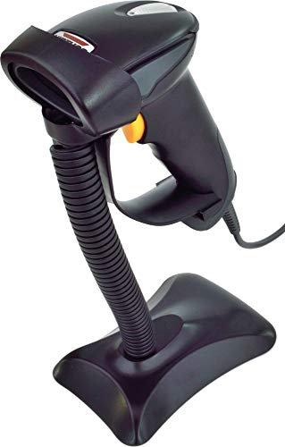 Lettore di codici a barre CCD, lettore di codici a barre, lettore manuale Virtuos HT-310A, a lunga durata, USB (tastiera/emulazione RS-232), con supporto, nero