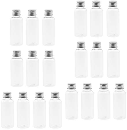 2x 10pcs 50 Ml Bouteille En Plastique Transparent Flacons D'échantillonnage Liquide Bouchon En Aluminium Rechargeable