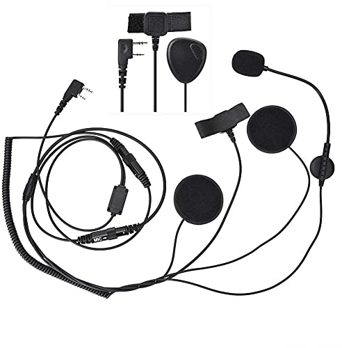 Helm Micro Kit, K Head Radio Motorrad Headset Ohrhörer, PTT Motorrad Helm Headset Ohrhörer mit wasserdichter Finger PTT und Klettband für Radio Walkie-Talkie Schwarz