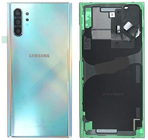 SPES Original Battery Back Cover for Samsung Galaxy Note 10+ Plus N975F Aura Glow Silver with Factory Pre-Assembled Adhesive Strips and Camera Glass