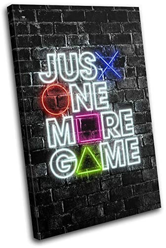 Bold Bloc Design - Playstation Neon Gamer Urban Gaming 75x50cm SINGLE Canvas Art Print Box Framed Picture Wall Hanging - Hand Made In The UK - Framed And Ready To Hang 13-3009(00B)-SG32-PO-C