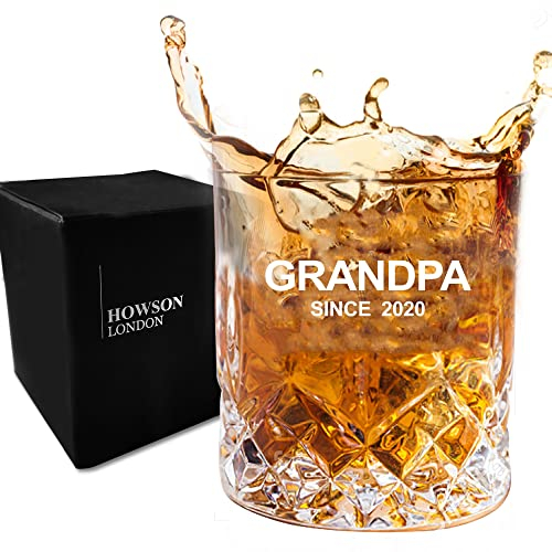 howson london Personalised Whiskey Glass for Men Custom Dad Gifts for Fathers Day Engraved Whisky Glasses for Father's Day Whiskey Tumbler Glass for Men with Any Name(Text)