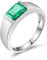 Daesar Trauring 750 Weißgold Ring Männer 1.48ct Smaragd Bandring, Ehering Weißgold Verlobungsring Gr.62 (19.7)
