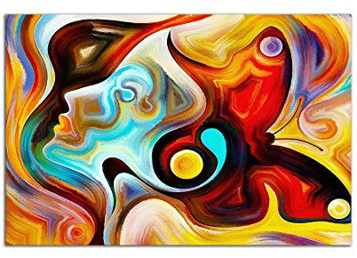 Startonight Impression sur Verre Acrylique Tableau - Simona Femme Abstraite - Moderne Image pour la Décoration de la Maison 60 x 90 cm