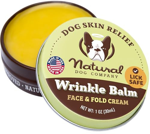 Natural Dog Company Wrinkle Balm, 1 oz. Tin, Dog Lotion for Dry Itchy Skin, Cleans Wrinkles, Yeast Infection Treatment for Dogs, Plant Based, Frenchie Dog Accessories, Made in USA