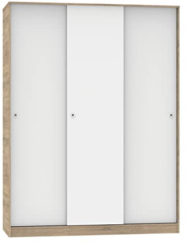 PEGANE Armoire avec 3 Portes coulissantes Coloris Cambrian/Blanc - Hauteur 200 x Longueur 150 x Profondeur 55 cm