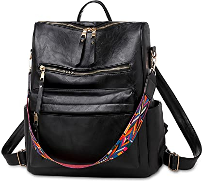 Ergocar Damen Mode PU Leder Rucksack, Wasserdichte Damenrucksack mit Abnehmbarem und Verstellbarem Schultergurt, Hohe Kapazität Reiserucksack für Frauen mit Mehrere Taschen, handtasche für Mädchen