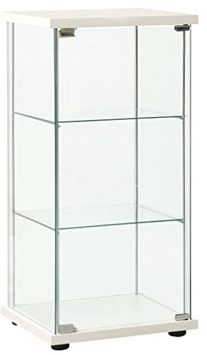 Makastle Glasvitrine 42.5 x 36.5 x 86 cm in Weiß mit 3 Glasböden, Vitrine Perfekt für Sammler, Vitrinenschrank Vitrine Ausstellungsvitrine Sammelvitrine