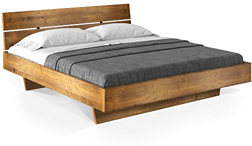 moebel-eins CURBY Massivholzbett Doppelbett Wangenbett mit Kopfteil aus massiver Thermo -Fichte, hochwertige Verarbeitung, einfacher Aufbau, Made in Germany, 120 x 200 cm, Vintage