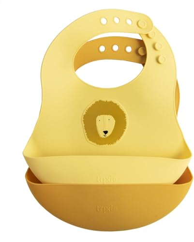 Lot de 2 bavoirs avec récupérateur en silicone Mr. Lion - Trixie